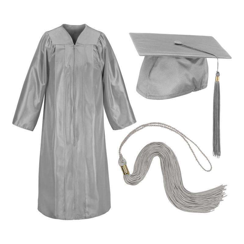 Shiny Silver High School Graduation Gown – Graduation Cap and Gown